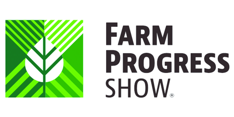 green logo with a leaf. "Farm progress show"