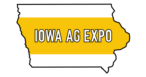 Iowa Ag Expo (outline of the state of Iowa with a yellow stripe in the middle)