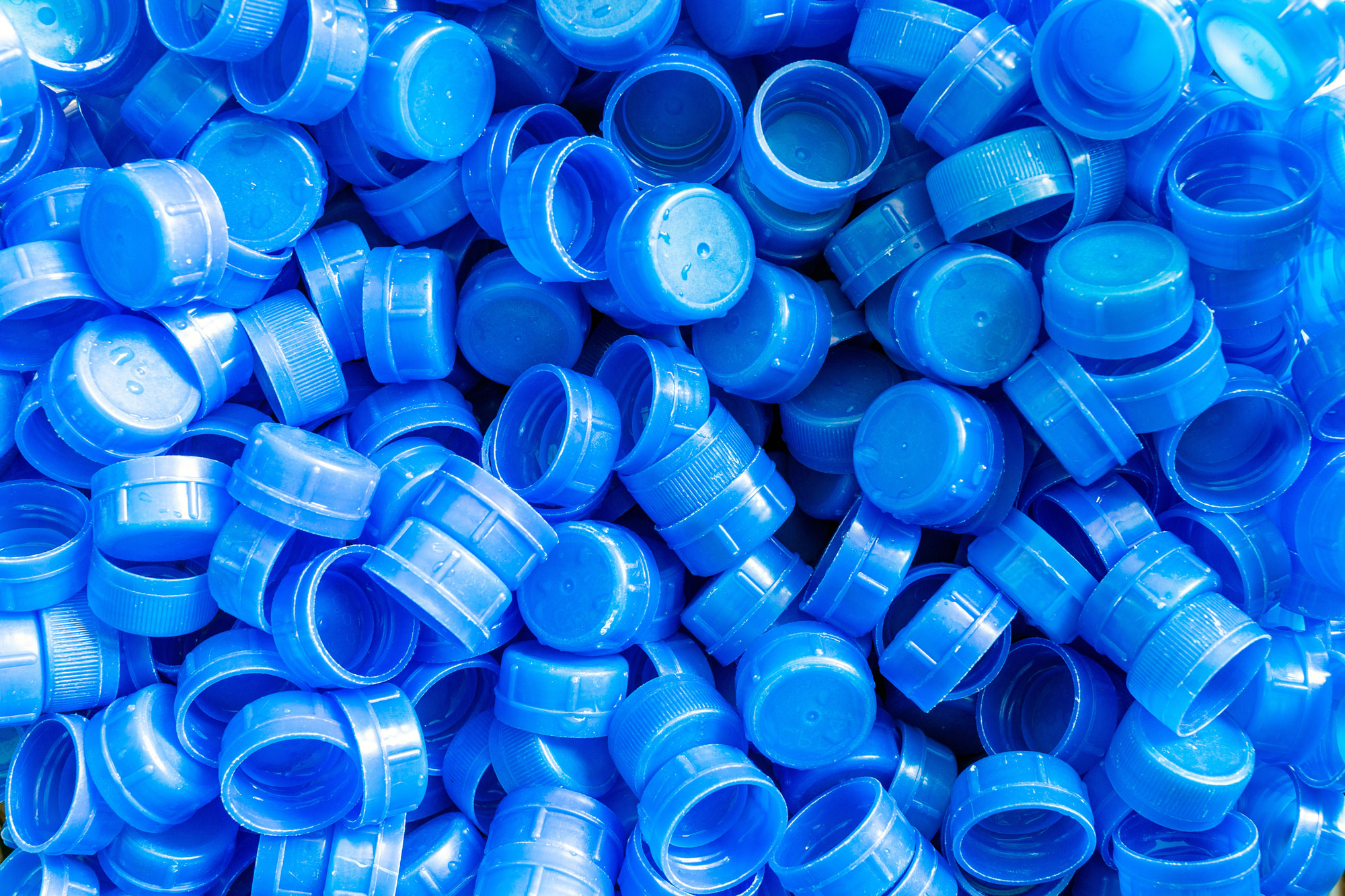 blue plastic caps