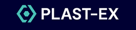 (zielone logo) "Plast-Ex" biały tekst na niebieskim tle